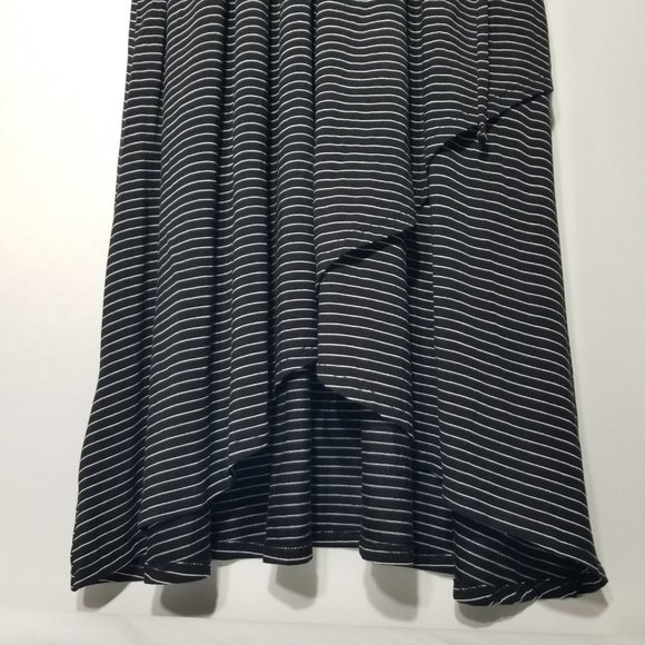 GAP Maternity Womens Sz M Long Sleeve Dress Faux Wrap Black White Striped V-Neck - Picture 5 of 10